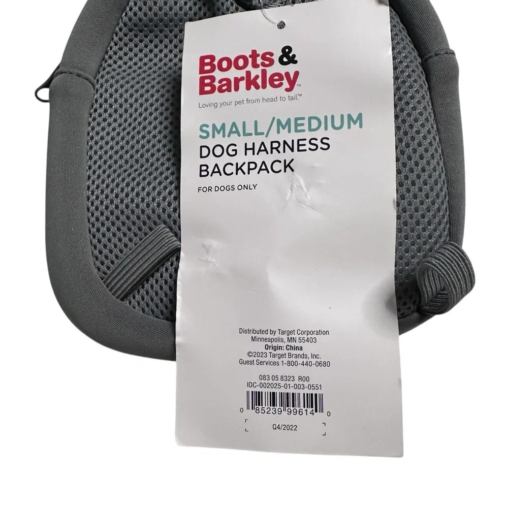 Boots & Barkley Gray Dog Harness Backpack small‎ / medium